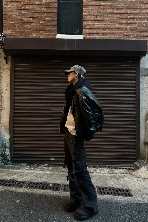 Hood Leather Cotton Jacket