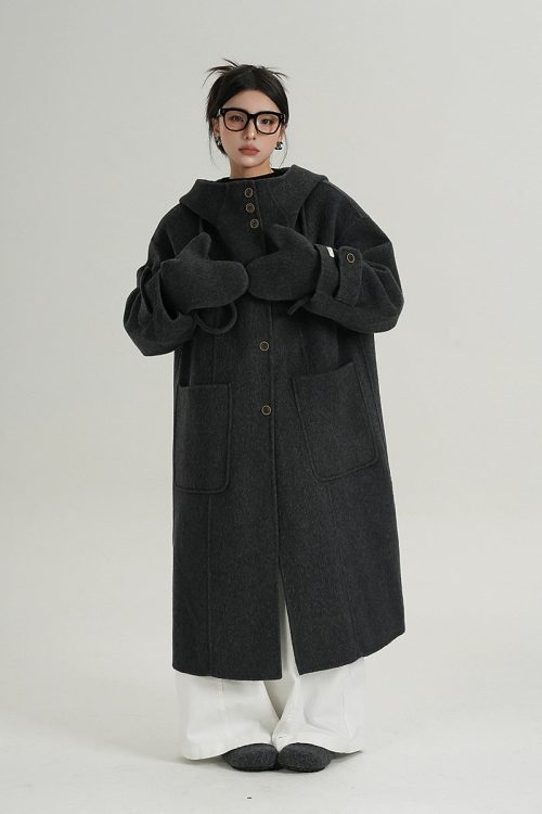 Hooded Gloves Long Coat