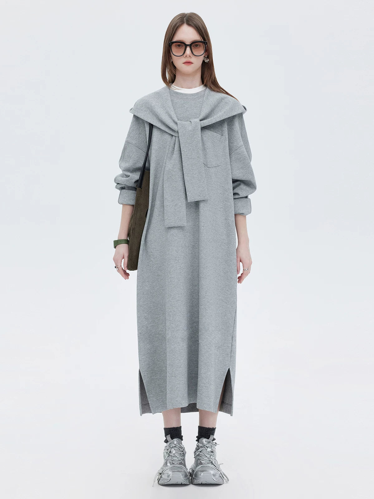 Hooded Long-Sleeve Sweatshirt Dress