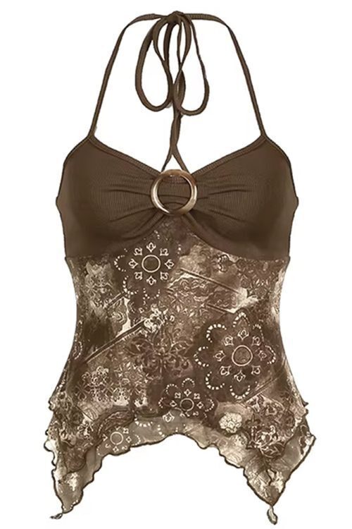 Indie Aesthetic Lace Halter Top