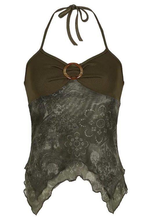 Indie Aesthetic Lace Halter Top