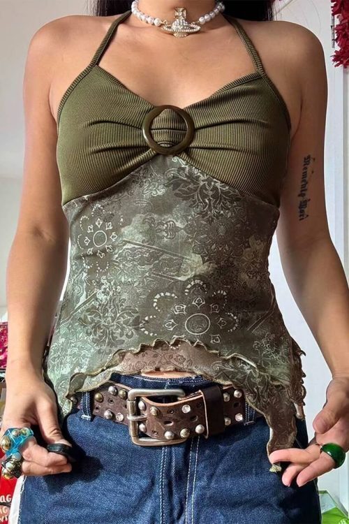 Indie Aesthetic Lace Halter Top