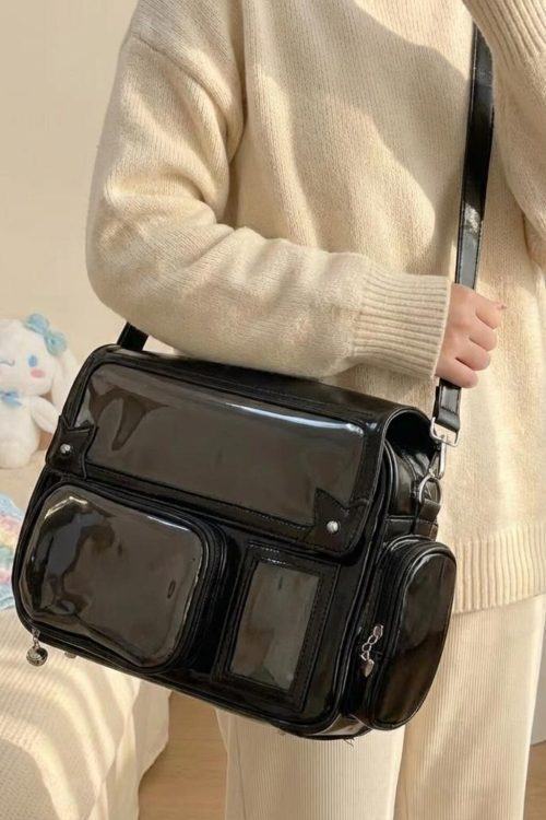 Kawaii Convertible Ita Bag with Clear Window for Photocards and Pins