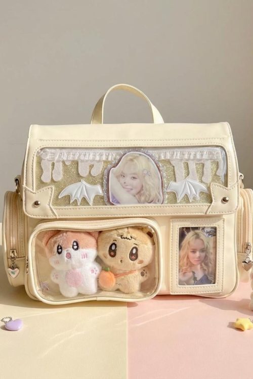 Kawaii Convertible Ita Bag with Clear Window for Photocards and Pins