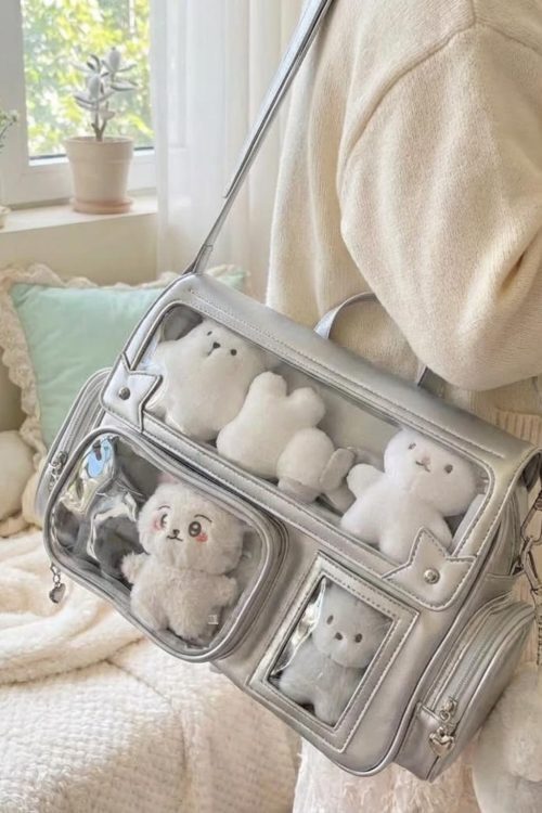 Kawaii Convertible Ita Bag with Clear Window for Photocards and Pins