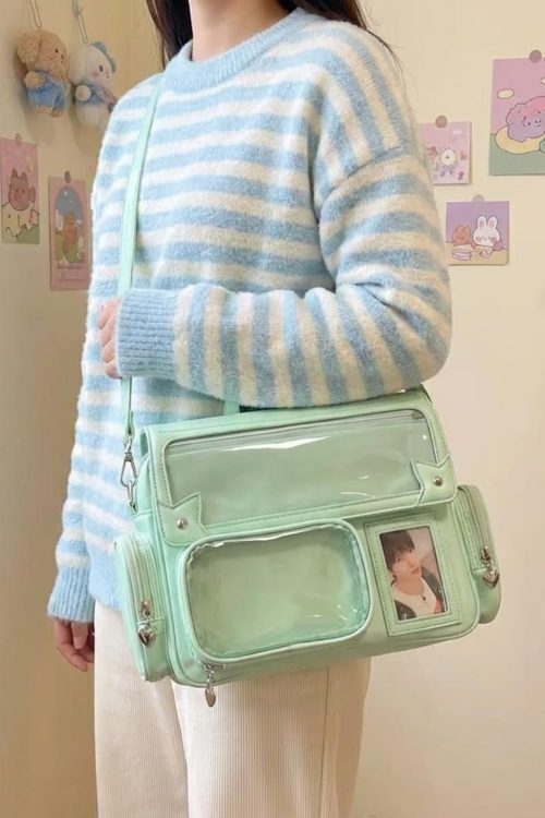 Kawaii Convertible Ita Bag with Clear Window for Photocards and Pins