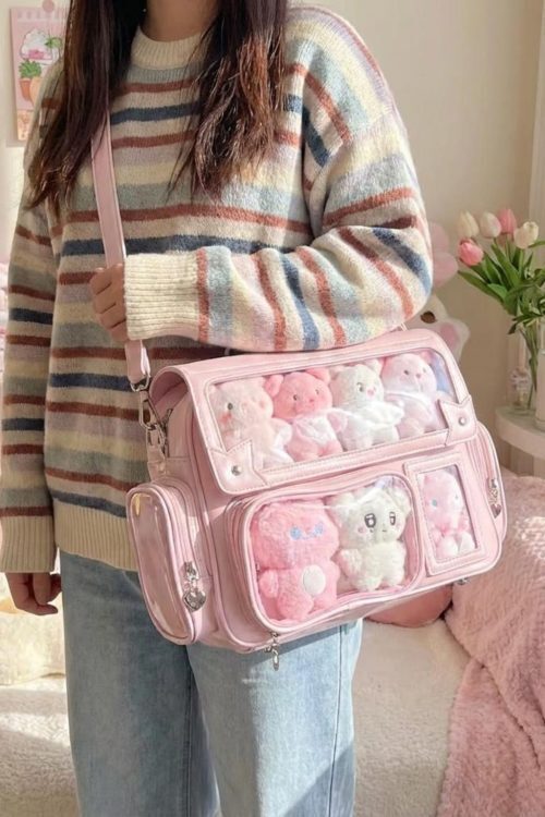 Kawaii Ita Backpack with Clear Window for Photocards and Pins