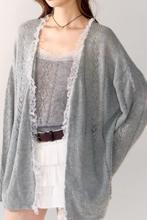 Lace Knit Cardigan / Lace Knit Camisole