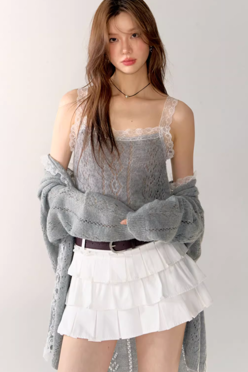 Lace Knit Cardigan / Lace Knit Camisole