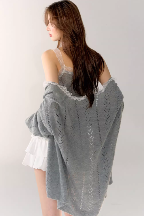 Lace Knit Cardigan / Lace Knit Camisole