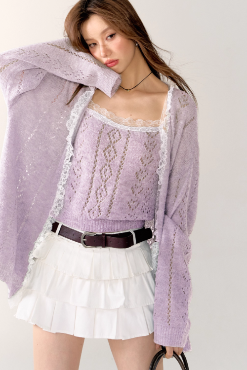 Lace Knit Cardigan / Lace Knit Camisole