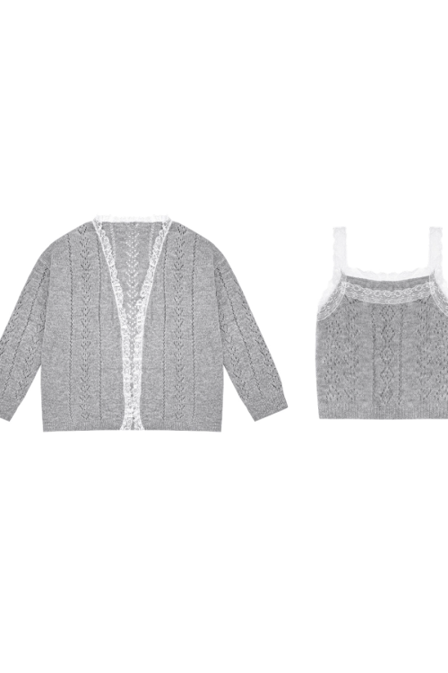 Lace Knit Cardigan / Lace Knit Camisole