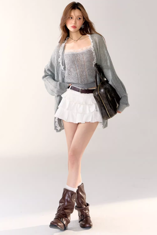 Lace Knit Cardigan / Lace Knit Camisole
