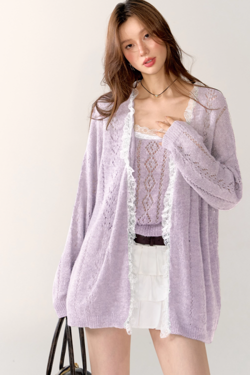 Lace Knit Cardigan / Lace Knit Camisole