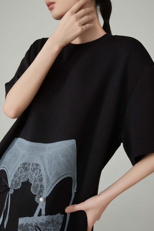 Lace Printed Short-Sleeve T-Shirt