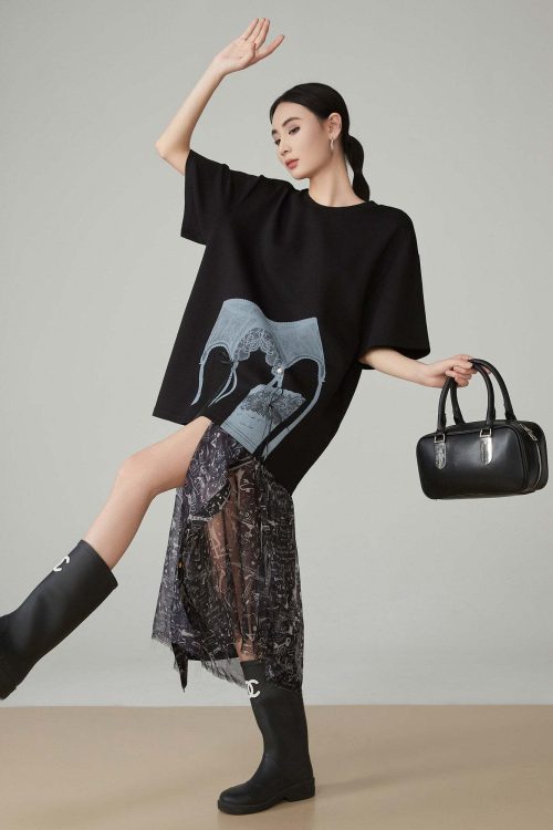 Lace Printed Short-Sleeve T-Shirt