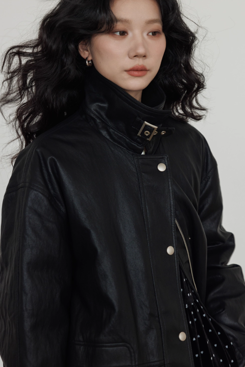 Lapel Leather Jacket