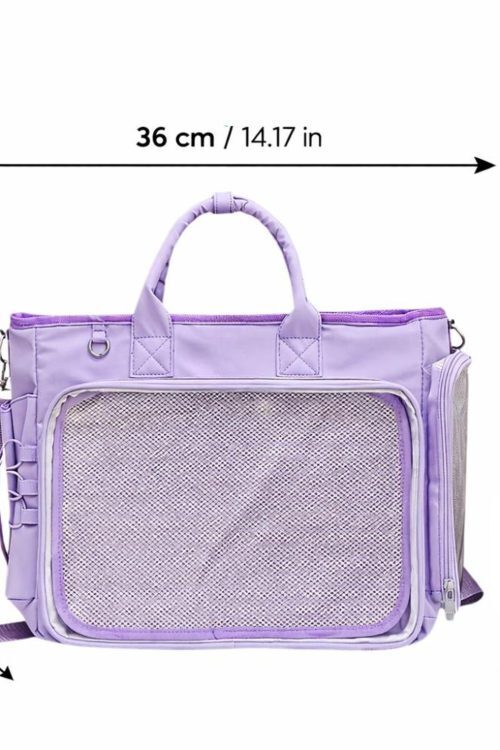 Large Black Kawaii Y2K Convertible Ita Bag with Clear Window for Photocards and Pins