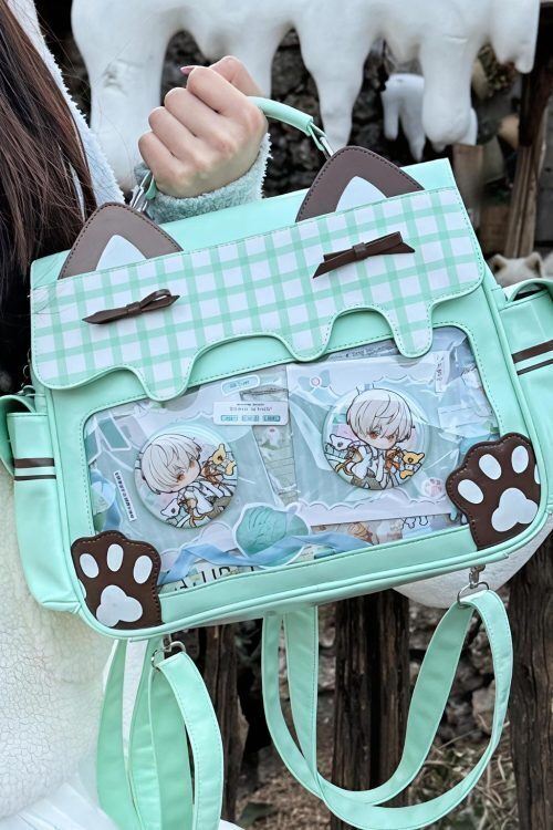 Large Cat Convertible Ita Bag with Clear Window for Plushies and Pins