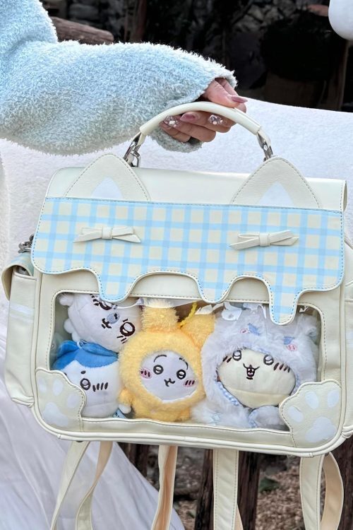 Large Cat Ita Crossbody Bag with Clear Window for Plushies and Pins