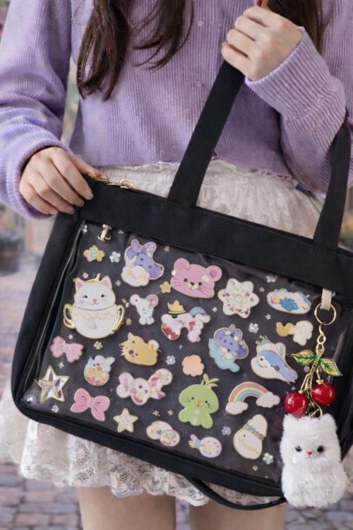 Large Ita Shoulder Bag with Clear Window for Pin Display