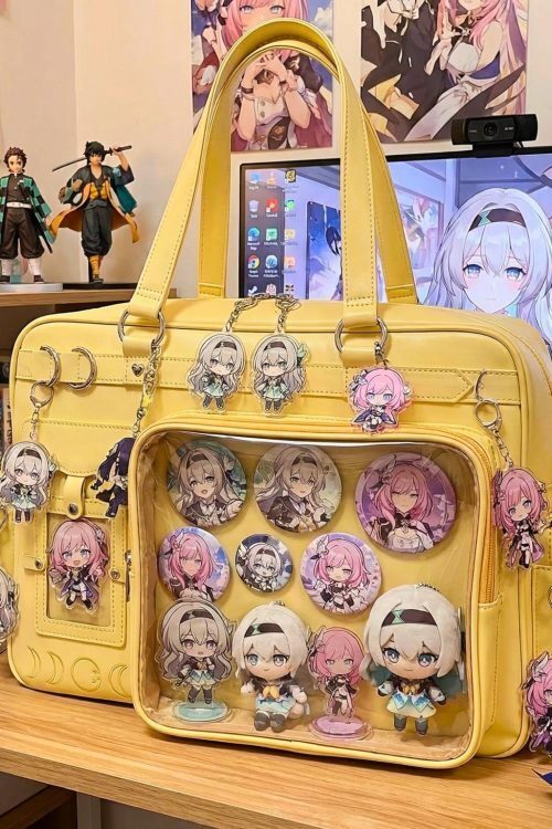Large Pink Ita Bag with Clear Window for Plushies and Pins