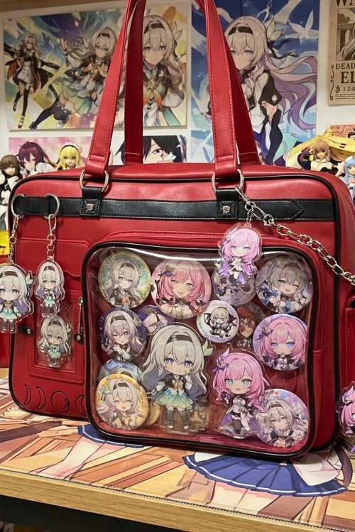 Large Pink Ita Bag with Clear Window for Plushies and Pins