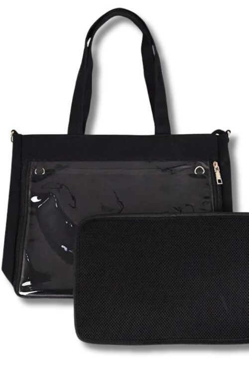 Large Pink Ita Shoulder Bag with Clear Window for Pin Display