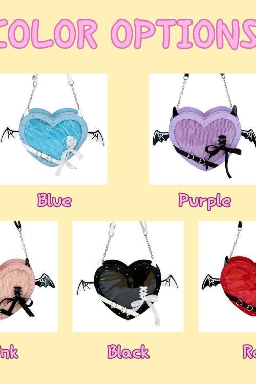 Large Pink Kawaii Ita Shoulder Bag with Clear Window for Pin Display