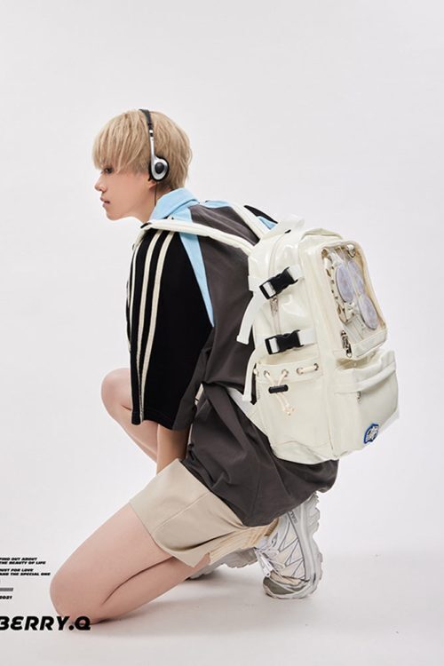 Large Silver Ita Backpack with Clear Window for Plushies and Pins