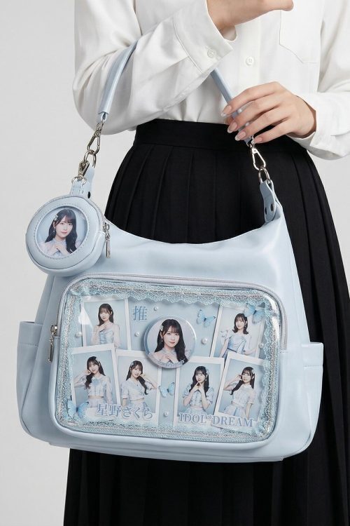 Large Silver Kawaii Y2K Ita Backpack with Clear Window for Plushies and Pins