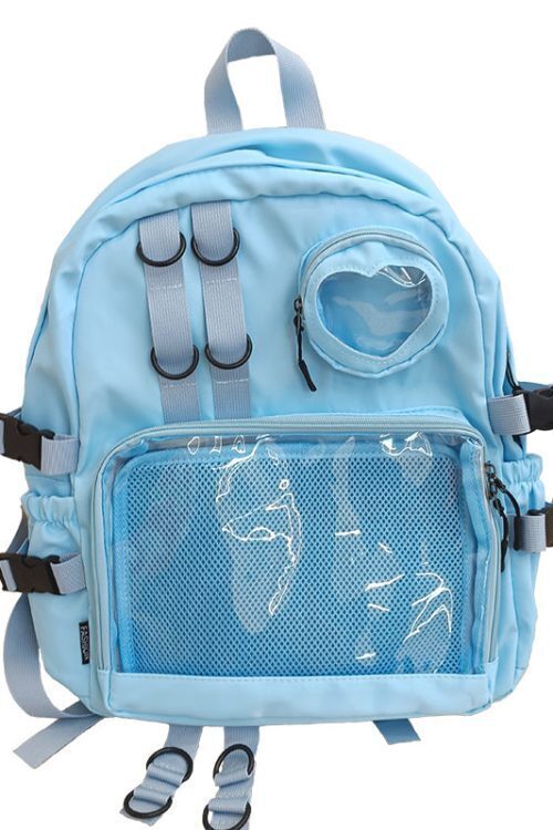 Large White Kawaii Ita Backpack with Clear Window and Included Insert for Pin Display