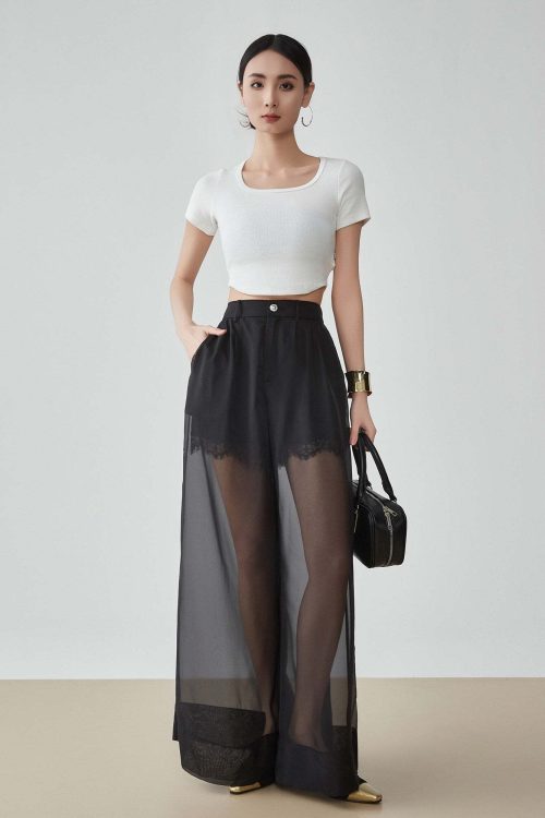 Layer Sheer High-Waist Pants
