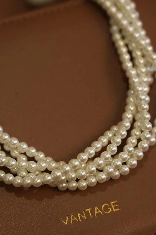 Layered Pearl Choker Necklace