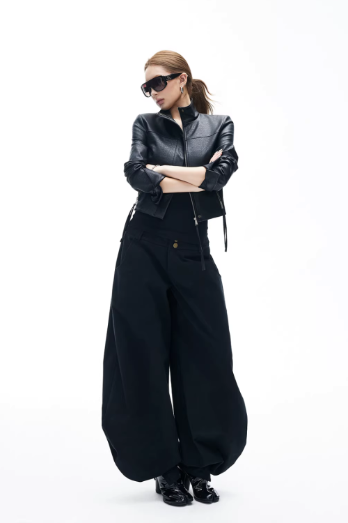 Leather Stand Collar Short Jacket