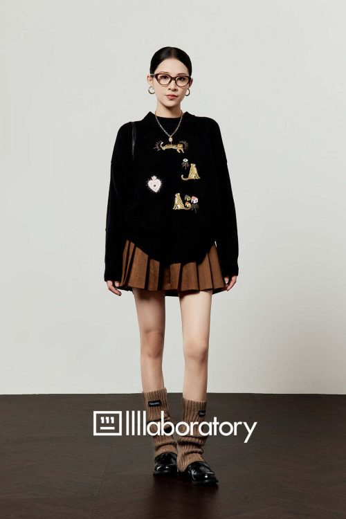Leopard Embroidery Loose Knit