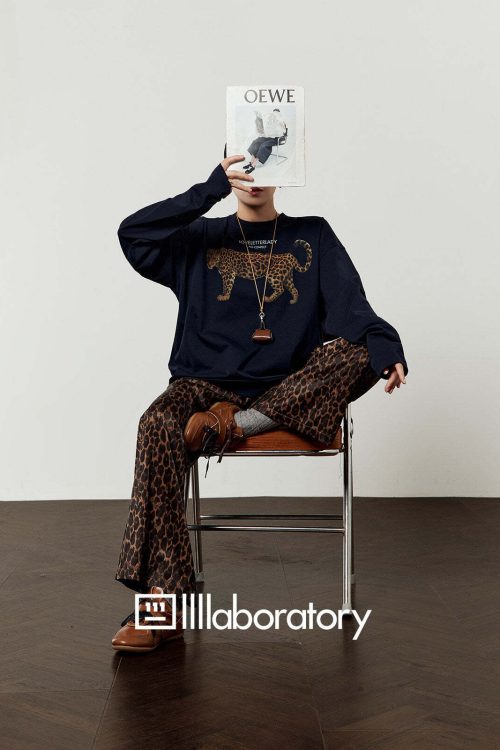 Leopard Print Long Sleeve / Leopard Print Wide Pants