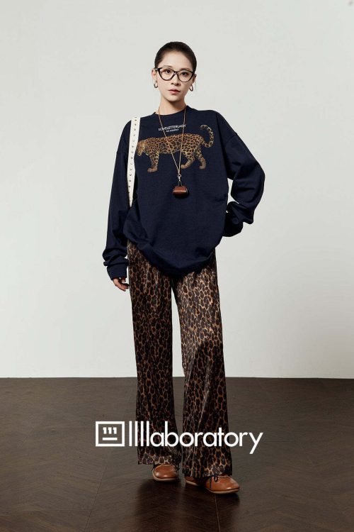 Leopard Print Long Sleeve / Leopard Print Wide Pants