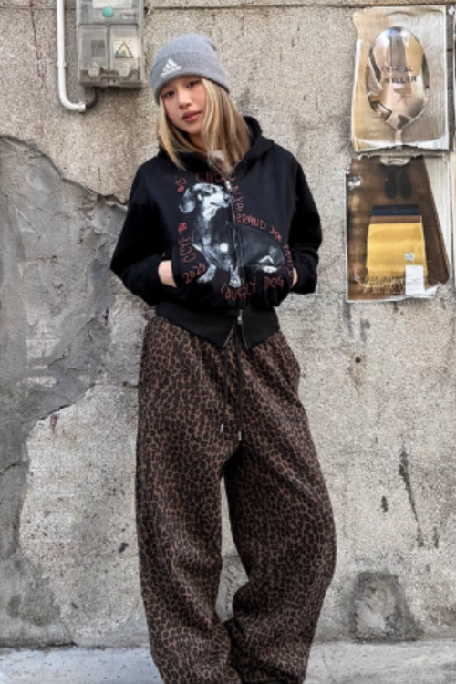 Leopard Print Wide Pants