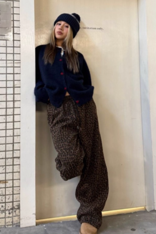 Leopard Print Wide Pants