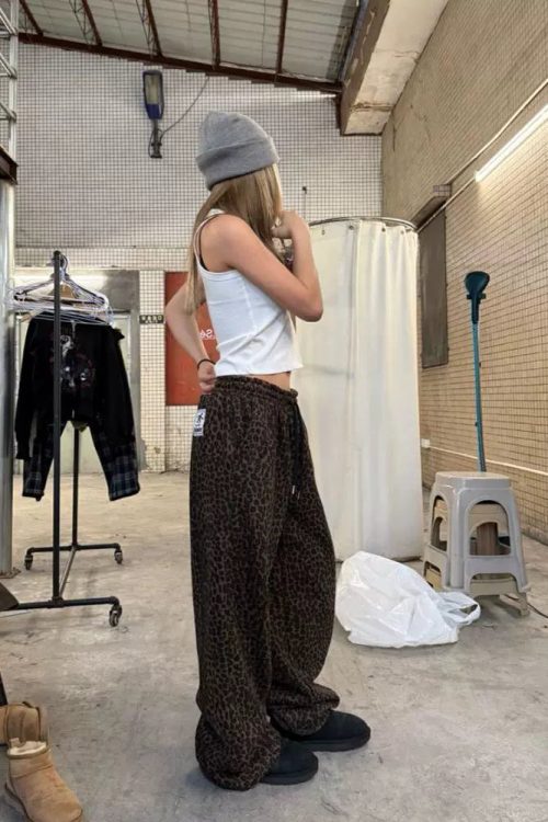 Leopard Print Wide Pants