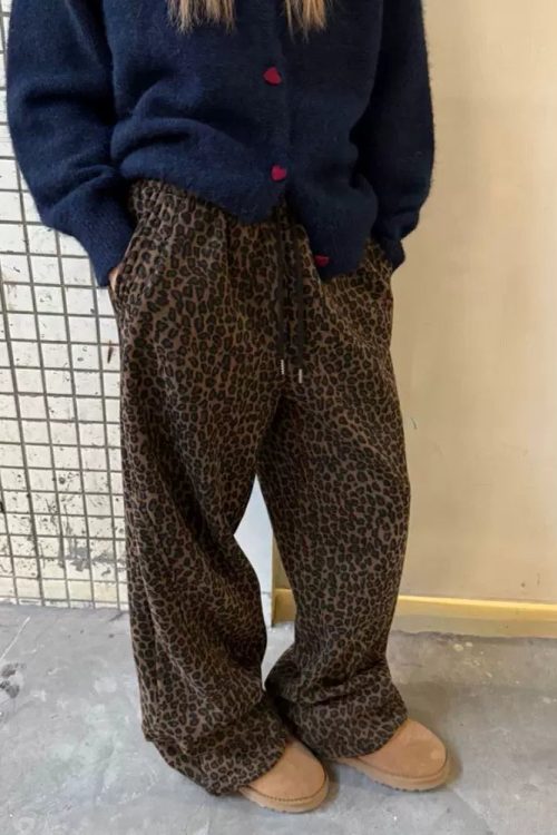 Leopard Print Wide Pants