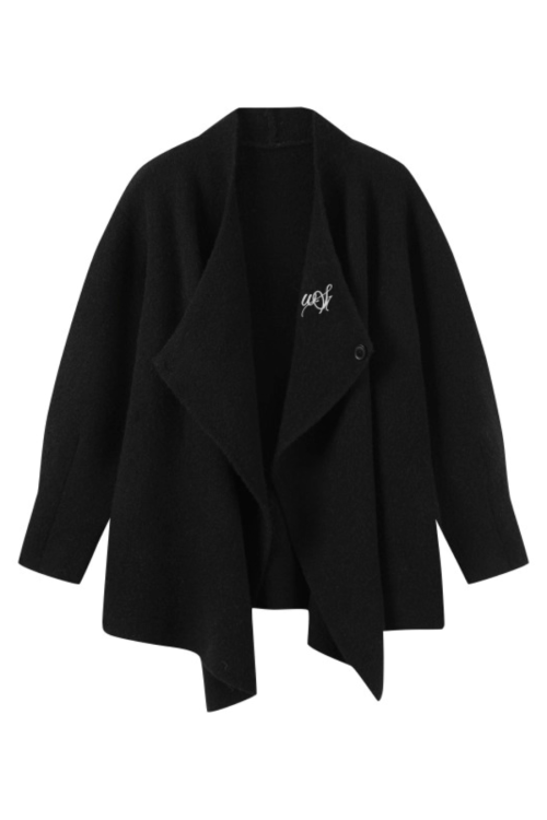 Loose Kni Cardigan Jacket / Slim Fit Mermaid Skirt / Waist Belt