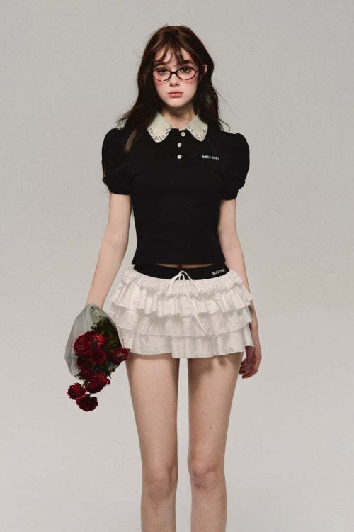 Low Rise Layered Mini Skirt
