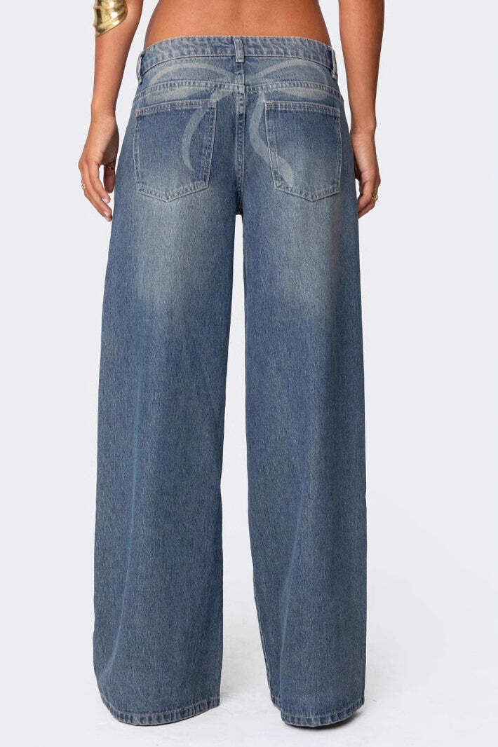 Low Waist Printed Wide Leg Jeans