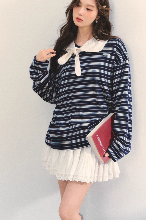 Marine Stripe Long Sleeve Top
