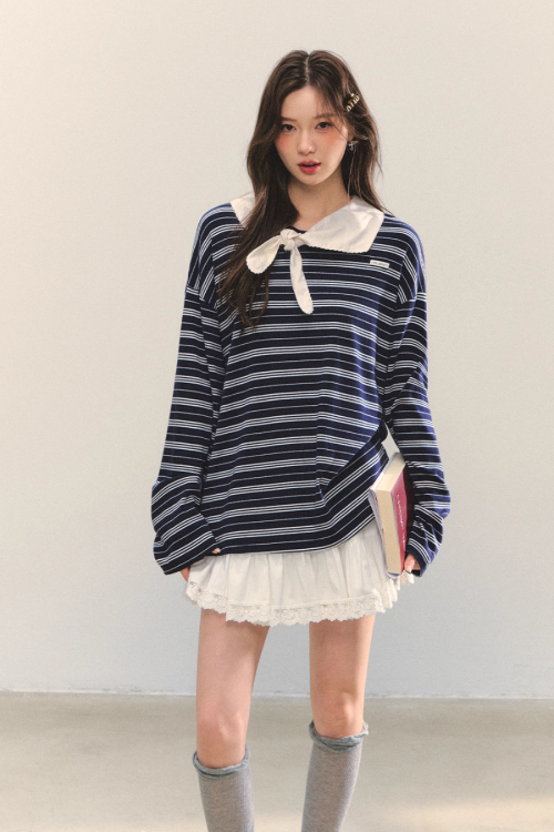 Marine Stripe Long Sleeve Top