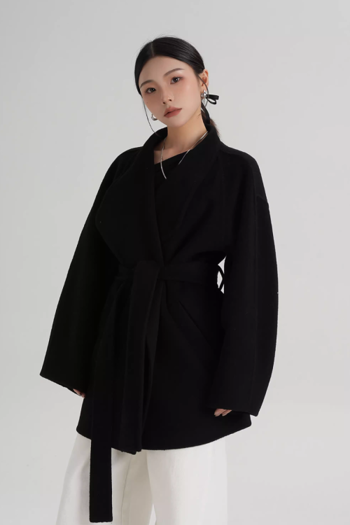 Mid Length Belted Wool Coat
