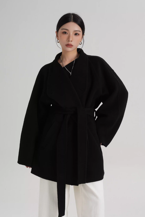 Mid Length Belted Wool Coat