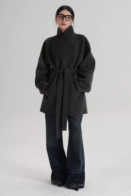 Mid Length Belted Wool Coat